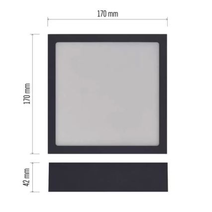 LED Плафон NEXXO LED/12,5W/230V 3000/3500/4000K 17x17 см черен