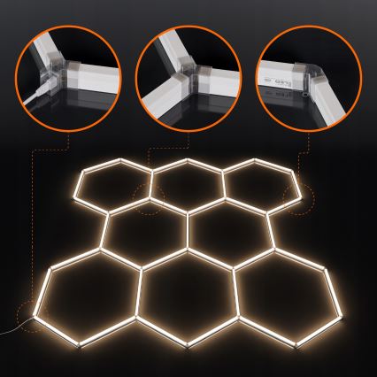 LED таванно осветително тяло HEXAGON LED/280W/85-265V 4000K 313x298 cm CRI 90 IP54 бяло