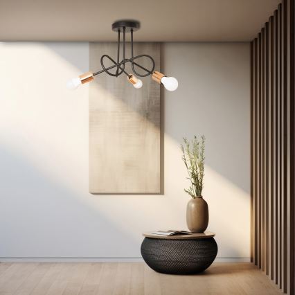 LED плафон OXFORD 3xE27/15W/230V, черен