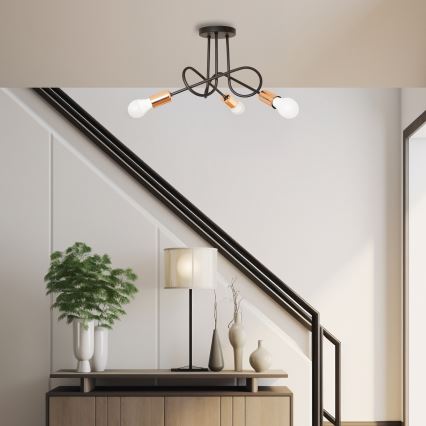 LED плафон OXFORD 3xE27/15W/230V, черен