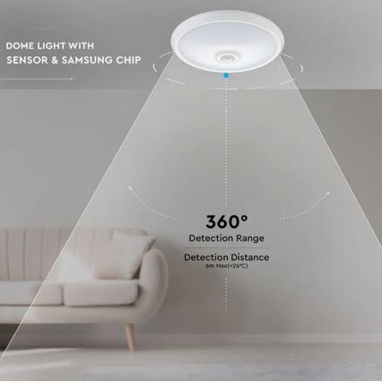 LED Плафон със сензор SAMSUNG CHIP LED/12W/230V 4000K