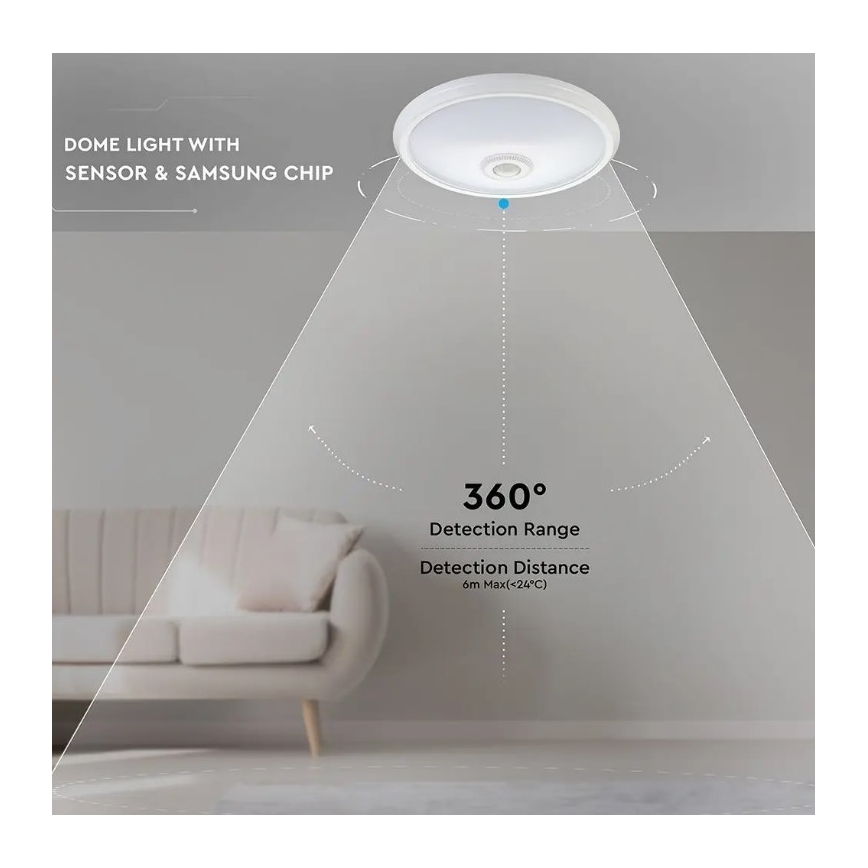 LED Плафон със сензор SAMSUNG CHIP LED/12W/230V 4000K