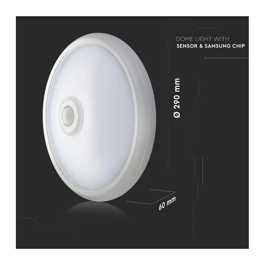LED Плафон със сензор SAMSUNG CHIP LED/12W/230V 4000K