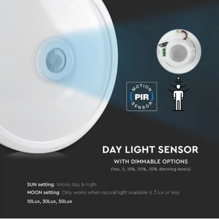 LED Плафон със сензор SAMSUNG CHIP LED/12W/230V 6400K Ø 29 см
