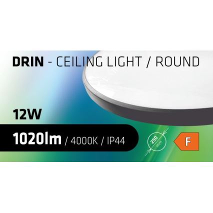 LED Плафон за баня CIRCLE LED/12W/230V 4000K Ø 25 см IP44 черен