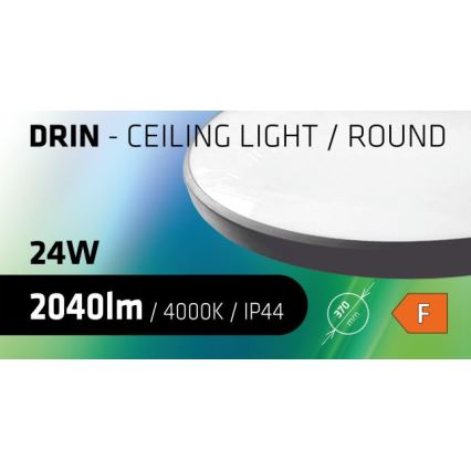 LED Плафон за баня CIRCLE LED/24W/230V 4000K Ø 37 см IP44 черен