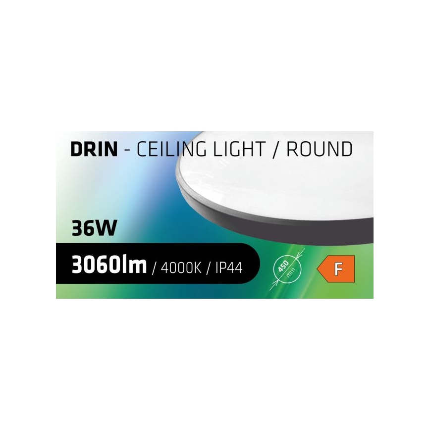LED Плафон за баня CIRCLE LED/36W/230V 4000K Ø 45 см IP44 черен