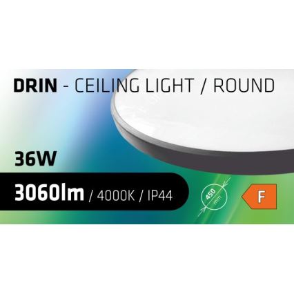LED Плафон за баня CIRCLE LED/36W/230V 4000K Ø 45 см IP44 черен