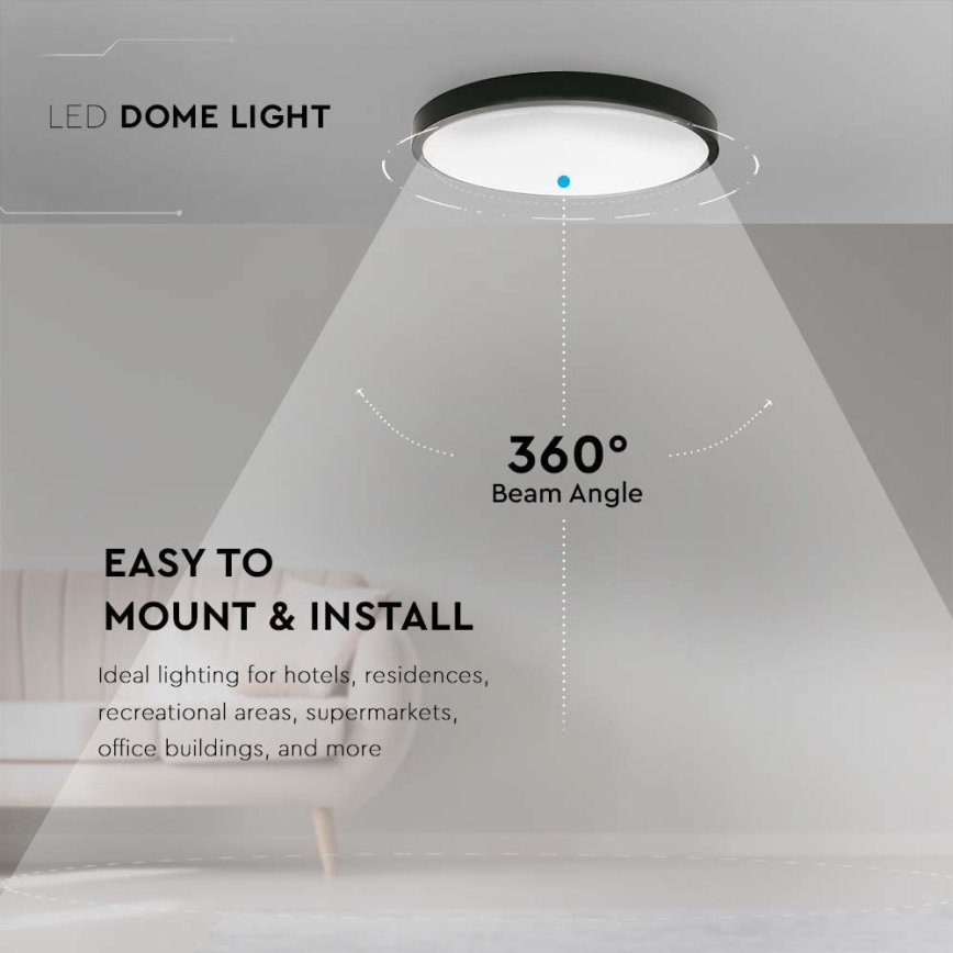 LED Плафон за баня LED/18W/230V 4000K IP44 черен