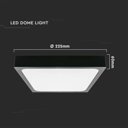 LED Плафон за баня LED/18W/230V 6500K IP44 22,5x22,5 см черен