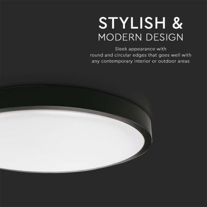 LED Плафон за баня LED/18W/230V 6500K IP44 Ø 22,5 см черен