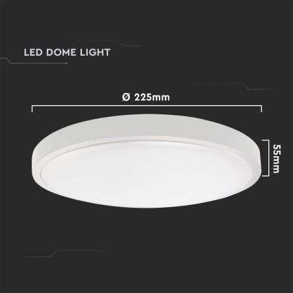 LED Плафон за баня LED/18W/230V 6500K IP44 Ø 22,5 см бял