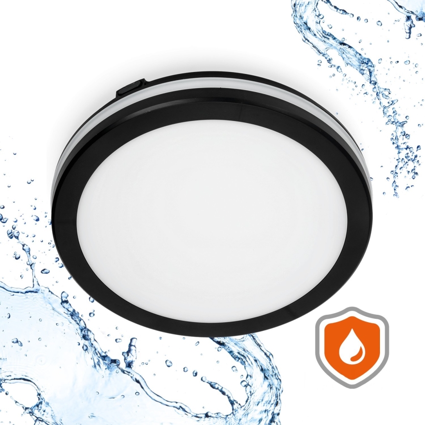 LED Плафон за баня LED/18W/230V 3000/4000/6500K IP65 Ø 30 см черен