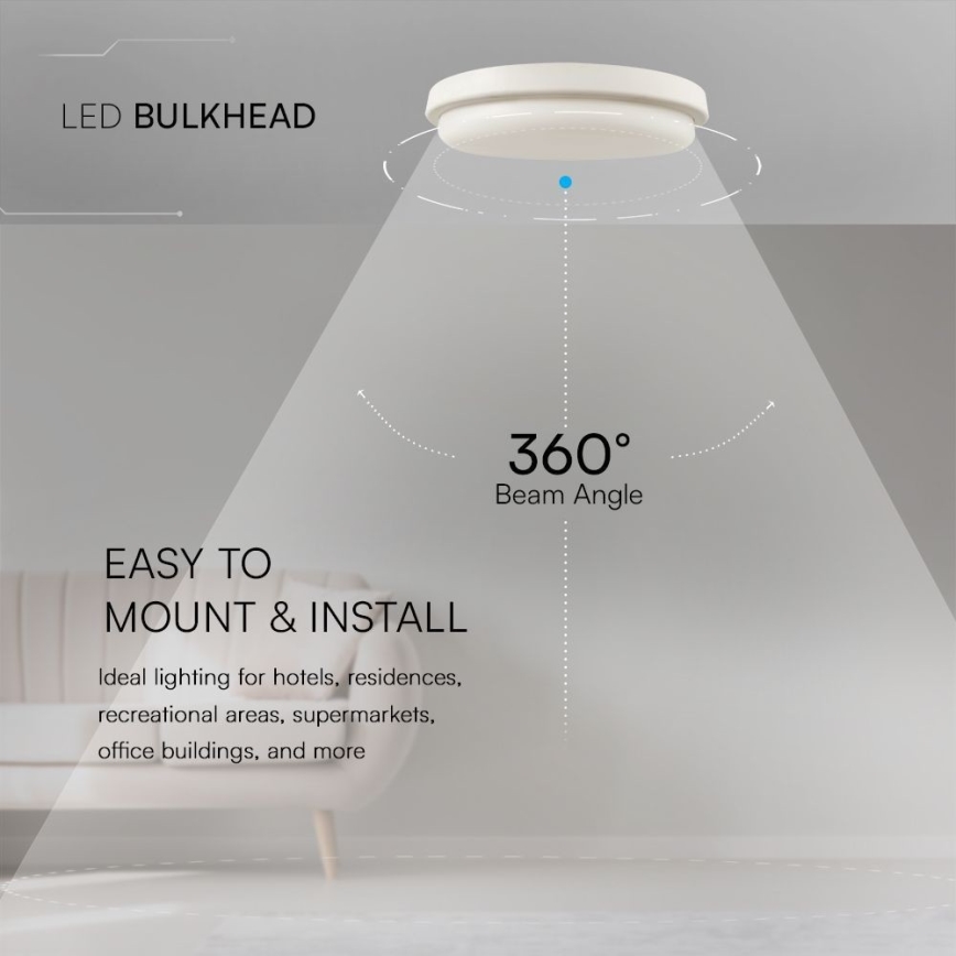 LED Плафон за баня LED/24W/230V 3000K IP54 Ø 24 см