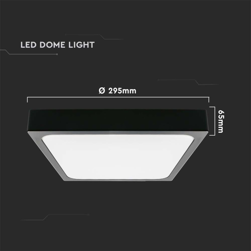 LED Плафон за баня LED/24W/230V 6500K IP44 29,5x29,5 см черен