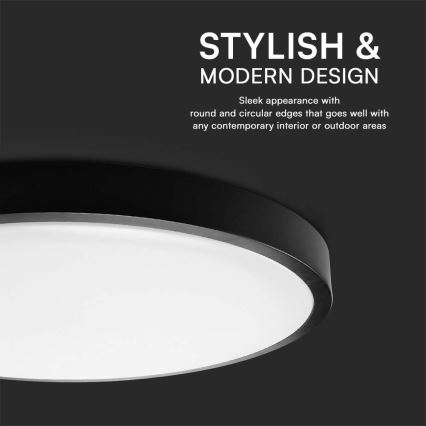 LED Плафон за баня SAMSUNG CHIP LED/24W/230V IP44 6500K Ø 29 см черен