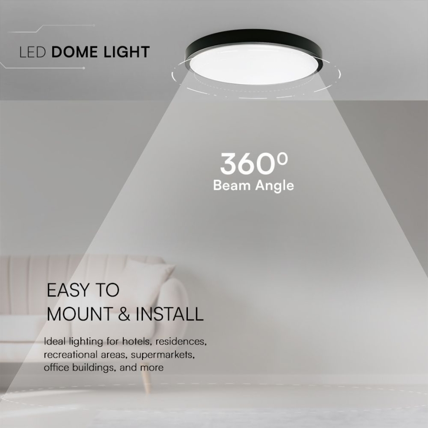 LED Плафон за баня SAMSUNG CHIP LED/24W/230V IP44 6500K Ø 29 см черен