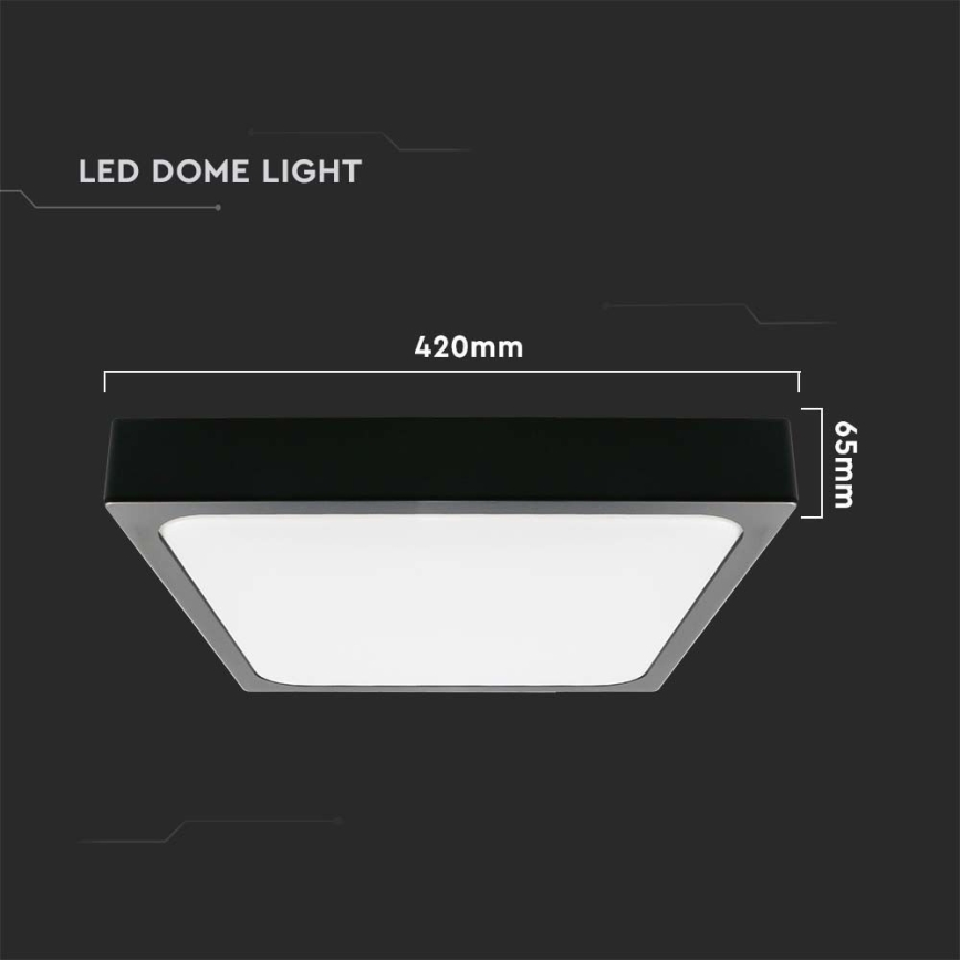 LED Плафон за баня LED/30W/230V 3000K IP44 42x42 см черен