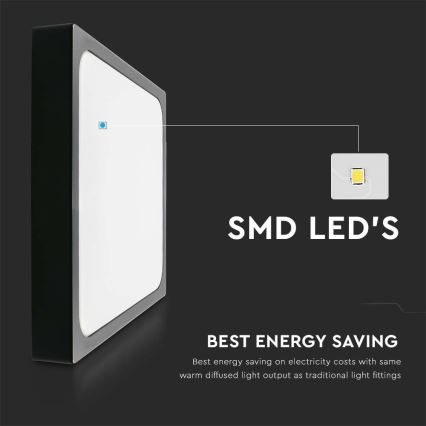 LED Плафон за баня LED/30W/230V 4000K IP44 42x42 см черен