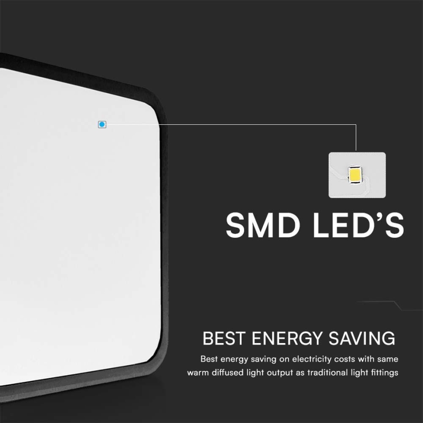 LED Плафон за баня SAMSUNG CHIP LED/48W/230V IP44 4000K 42x42 см черен