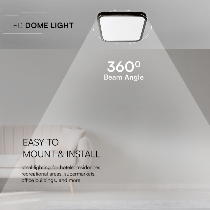 LED Плафон за баня SAMSUNG CHIP LED/48W/230V IP44 4000K 42x42 см черен