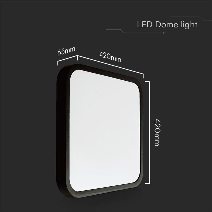 LED Плафон за баня SAMSUNG CHIP LED/48W/230V IP44 4000K 42x42 см черен