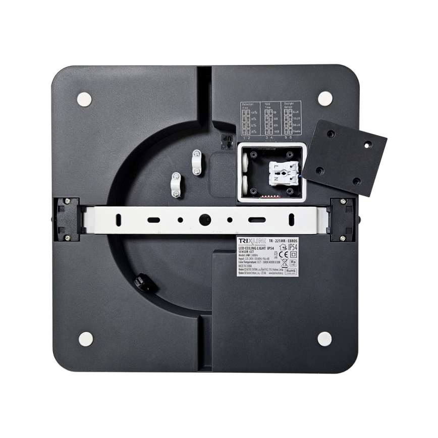 LED Плафон за баня със сензор ELLÉ LED/24W/230V 3000/4000/6500K 26x26 см IP54 антрацит