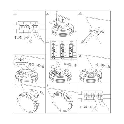 LED Плафон за баня със сензор ELLÉ LED/24W/230V 3000/4000/6500K Ø 26 см IP54 антрацит
