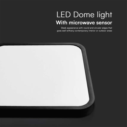 LED Плафон за баня със сензор LED/18W/230V 4000K IP44 29,5x29,5 см черен + дистанционно управление