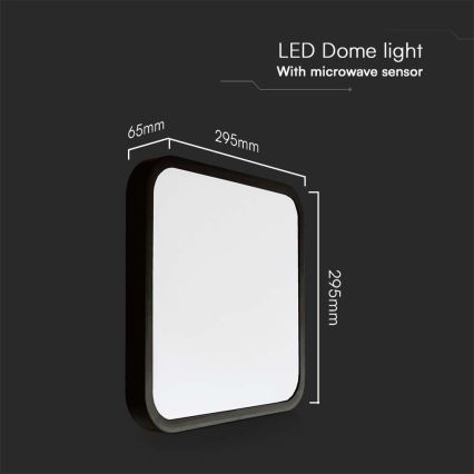 LED Плафон за баня със сензор LED/18W/230V 4000K IP44 29,5x29,5 см черен + дистанционно управление