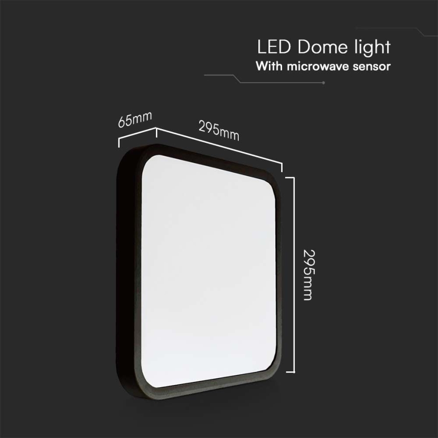 LED Плафон за баня със сензор LED/18W/230V 4000K IP44 29,5x29,5 см черен + дистанционно управление