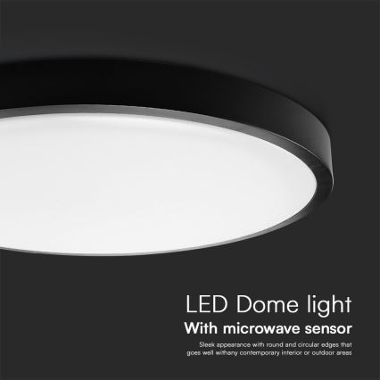 LED Плафон за баня със сензор SAMSUNG CHIP LED/18W/230V IP44 4000K Ø 29 см черен + дистанционно управление