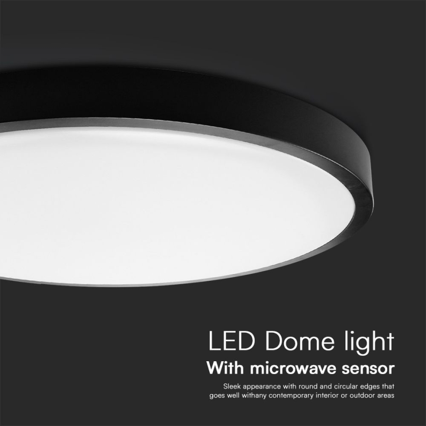 LED Плафон за баня със сензор SAMSUNG CHIP LED/18W/230V IP44 4000K Ø 29 см черен + дистанционно управление