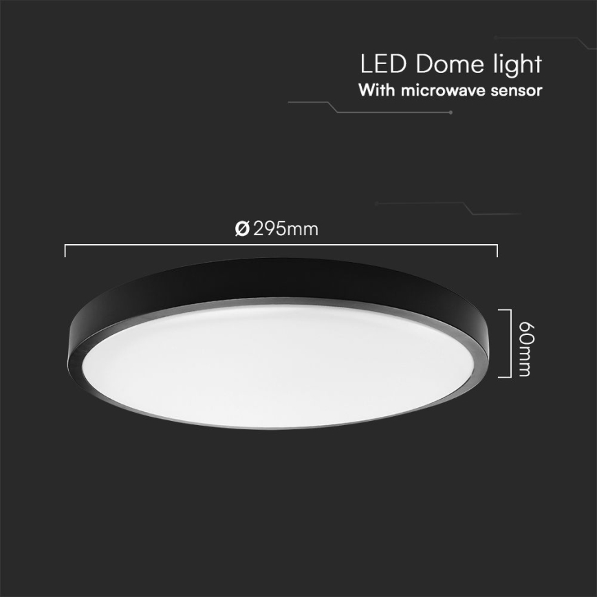 LED Плафон за баня със сензор SAMSUNG CHIP LED/18W/230V IP44 4000K Ø 29 см черен + дистанционно управление