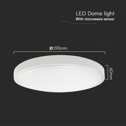 LED Плафон за баня със сензор SAMSUNG CHIP LED/18W/230V IP44 6500K Ø 29 см бял + дистанционно управление