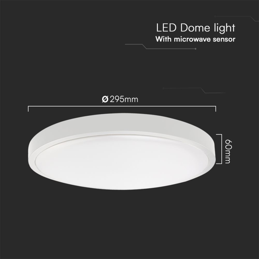 LED Плафон за баня със сензор SAMSUNG CHIP LED/18W/230V IP44 6500K Ø 29 см бял + дистанционно управление