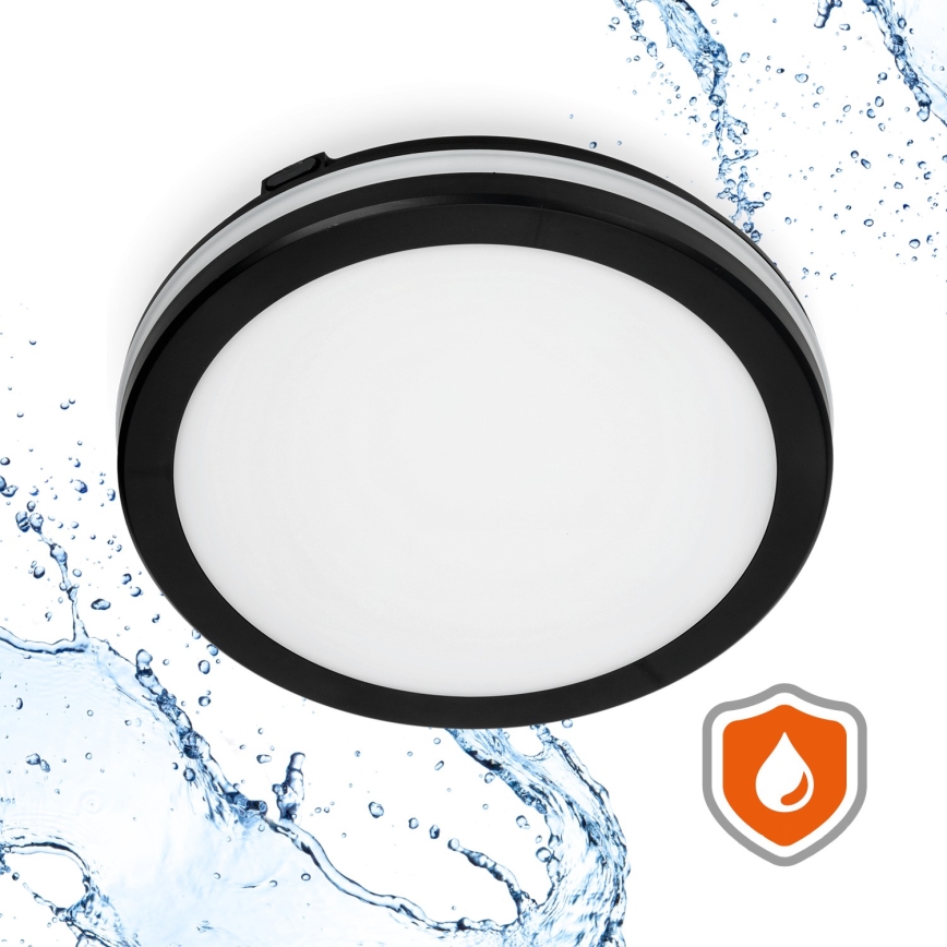 LED Плафон за баня със сензор LED/18W/230V 3000/4000/6500K IP65 Ø 30 см черен + дистанционно управление
