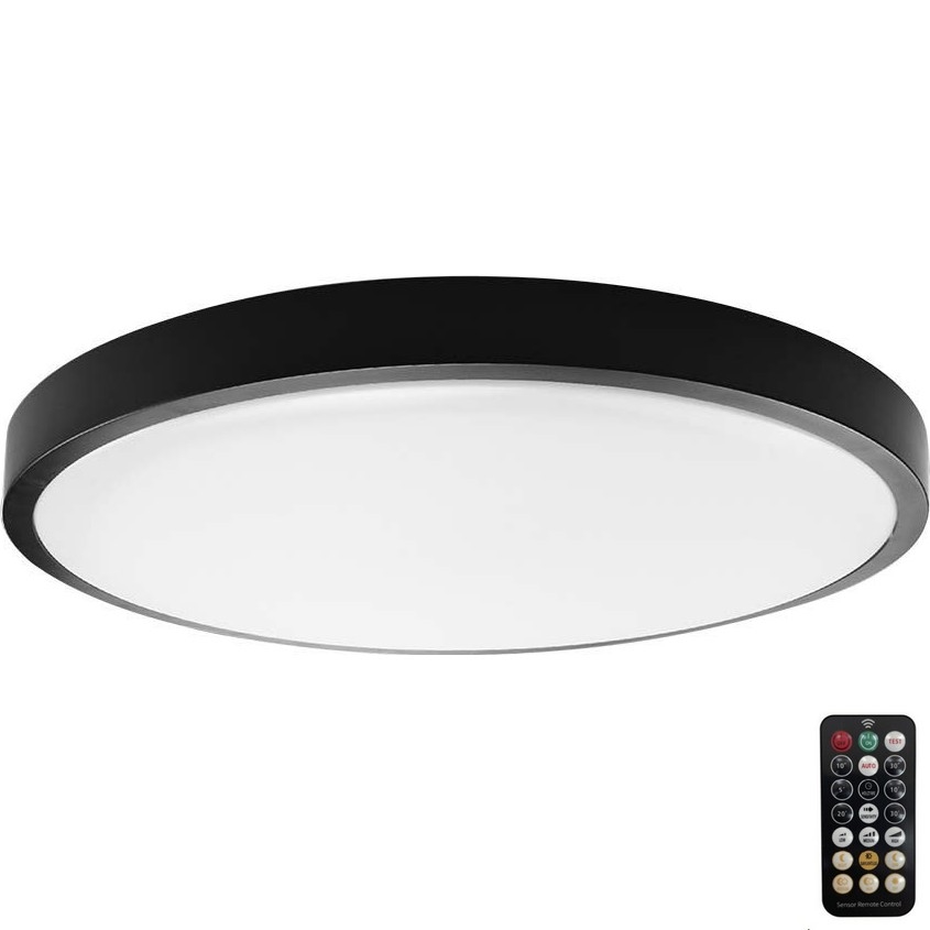 LED Плафон за баня със сензор LED/24W/230V 4000K IP44 черен + дистанционно управление
