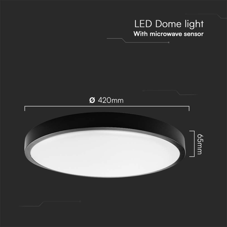 LED Плафон за баня със сензор LED/36W/230V 4000K IP44 черен + дистанционно управление