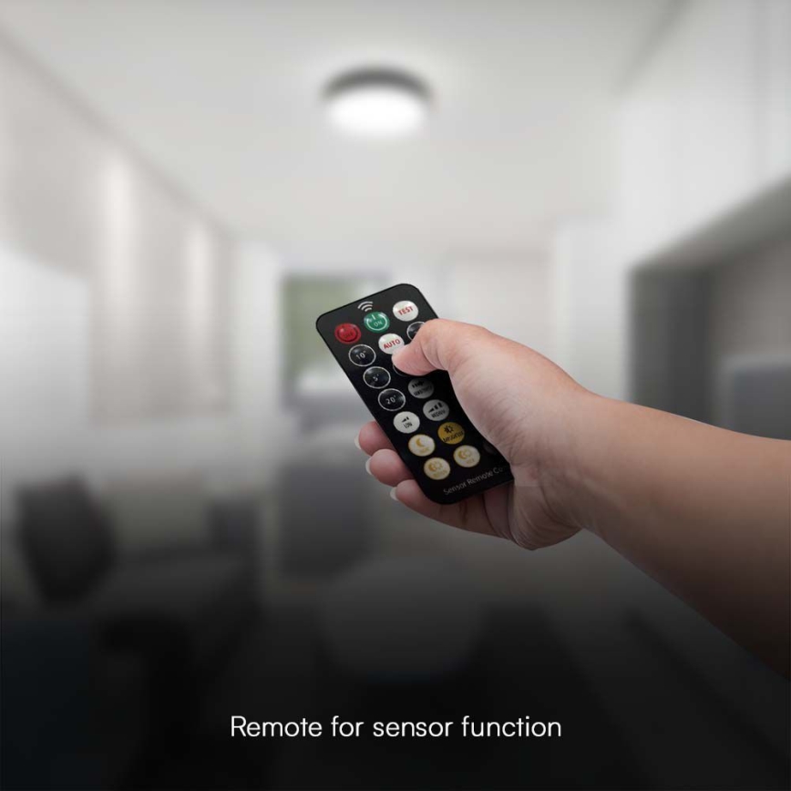 LED Плафон за баня със сензор LED/36W/230V 4000K IP44 Ø 42 см черен + дистанционно управление