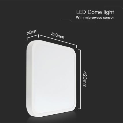 LED Плафон за баня със сензор SAMSUNG CHIP LED/36W/230V IP44 4000K 42x42 см бял + дистанционно управление