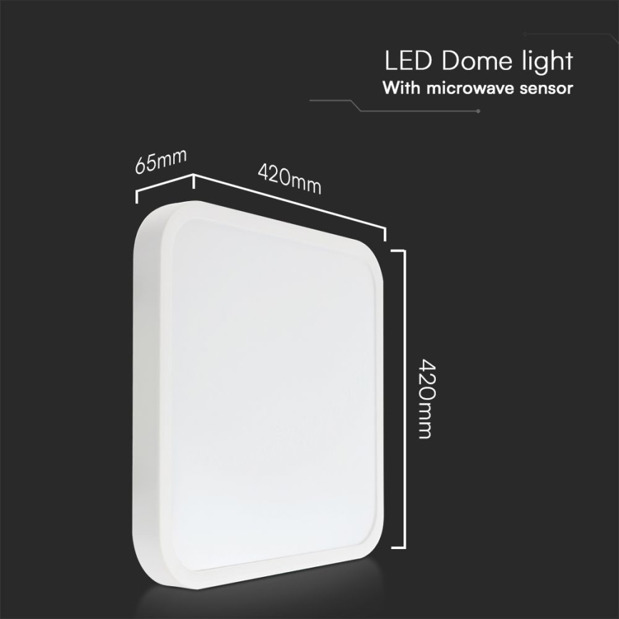 LED Плафон за баня със сензор SAMSUNG CHIP LED/36W/230V IP44 4000K 42x42 см бял + дистанционно управление