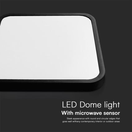 LED Плафон за баня със сензор SAMSUNG CHIP LED/36W/230V IP44 4000K 42x42 см черен + дистанционно управление