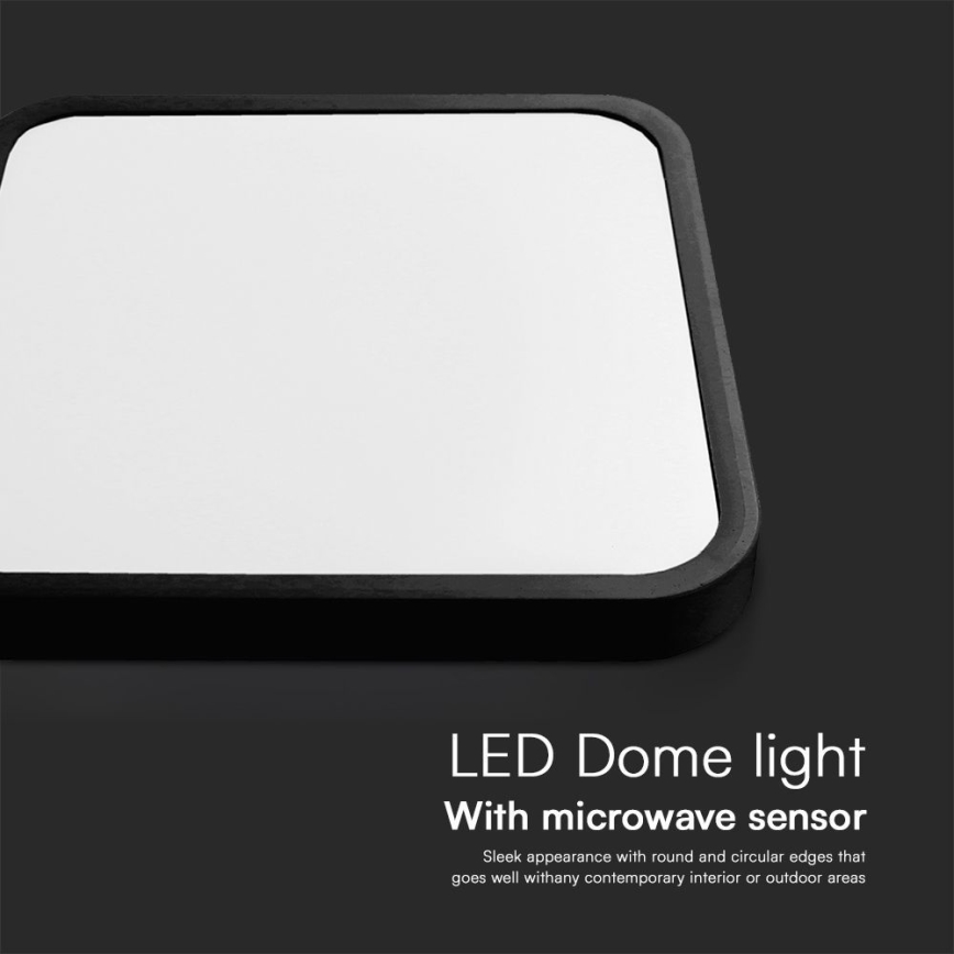 LED Плафон за баня със сензор SAMSUNG CHIP LED/36W/230V IP44 4000K 42x42 см черен + дистанционно управление