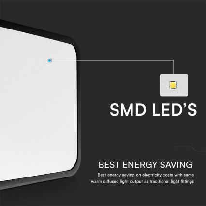 LED Плафон за баня със сензор SAMSUNG CHIP LED/36W/230V IP44 4000K 42x42 см черен + дистанционно управление
