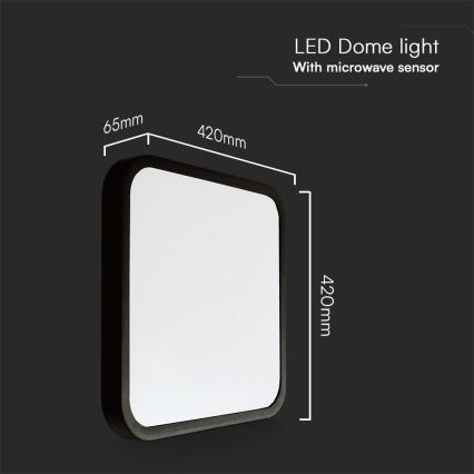 LED Плафон за баня със сензор SAMSUNG CHIP LED/36W/230V IP44 4000K 42x42 см черен + дистанционно управление