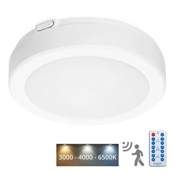 LED Плафон за баня със сензор NAIROS LED/12W/230V IP65 3000/4000/6500K Ø 20 см бял + дистанционно управление