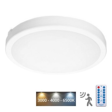 LED Плафон за баня със сензор NAIROS LED/36W/230V IP65 3000/4000/6500K Ø 40 см бял + дистанционно управление
