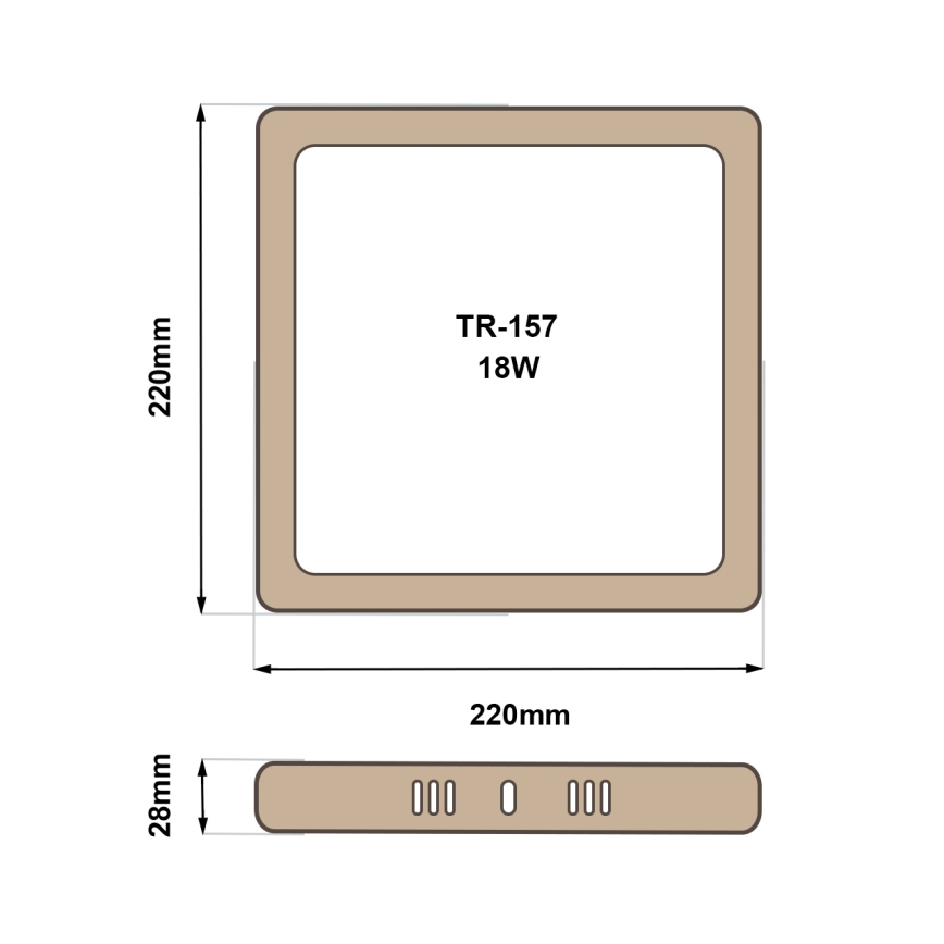 LED Плафониера BLOCK LED/18W/230V 4200K 22x22 см кафяв