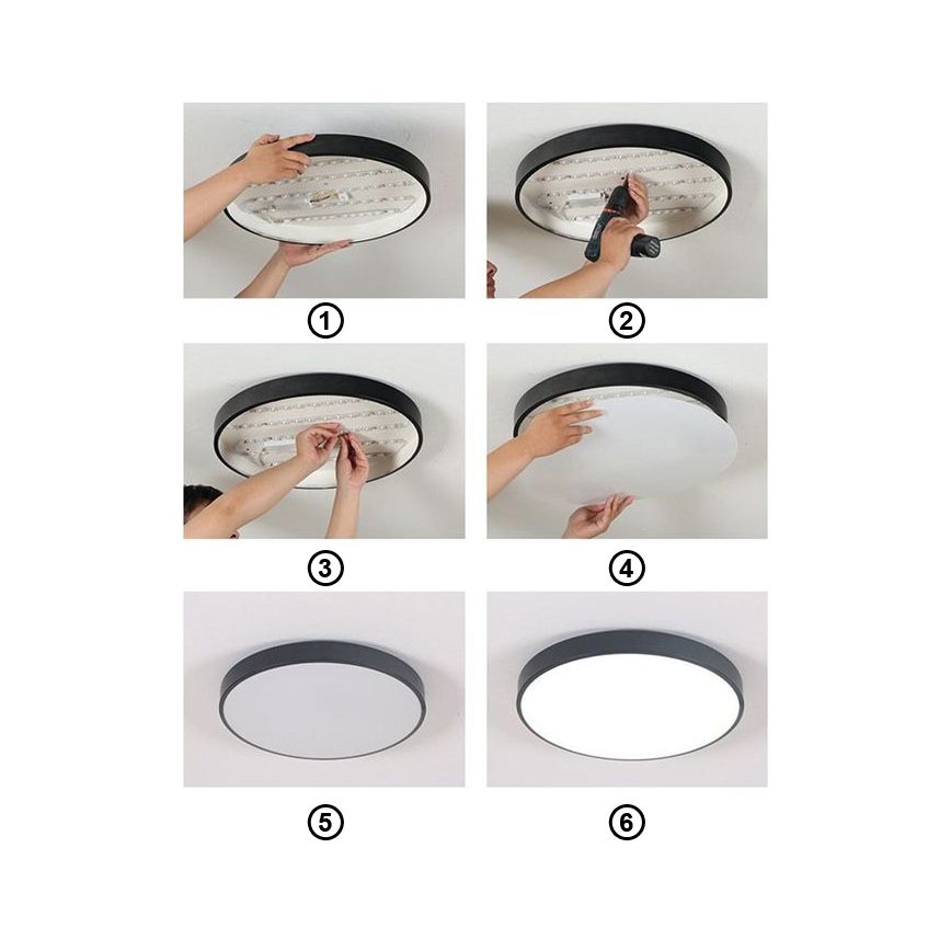 LED Плафониера FELIZ LED/30W/230V 4000K Ø 30 см черен